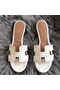 Hermes Oasis Sandals In White Perforated Epsom Leather  Replica
