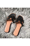 Hermes Oran Perforated Sandals In Black Swift Leather  Replica