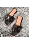 Hermes Oran Perforated Sandals In Black Swift Leather  Replica
