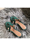 Hermes Oran Perforated Sandals In Malachite Epsom Leather  Replica