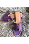 Hermes Oran Perforated Sandals In Purple Epsom Leather  Replica