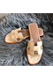 Hermes Oran Sandals In Beige Ostrich Leather  Replica