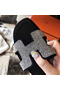 Hermes Oran Sandals In Black Suede With Crystal  Replica