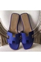Hermes Oran Sandals In Blue Epsom Leather  Replica