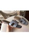 Hermes Oran Sandals In Blue Lin Epsom Leather  Replica