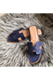 Hermes Oran Sandals In Blue Ostrich Leather  Replica