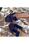 Hermes Oran Sandals In Blue Patent Leather  Replica