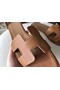 Hermes Oran Sandals In Brown Epsom Leather  Replica