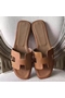 Hermes Oran Sandals In Brown Epsom Leather  Replica