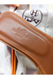 Hermes Oran Sandals In Brown Leather With Stitched Detail  Replica