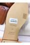 Hermes Oran Sandals In Brown Leather With Stitched Detail  Replica