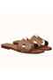 Hermes Oran Sandals In Brown Leather With Stitched Detail  Replica