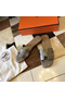 Hermes Oran Sandals In Grey Shiny Niloticus Crocodile  Replica