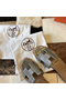 Hermes Oran Sandals In Grey Shiny Niloticus Crocodile  Replica