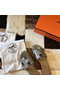 Hermes Oran Sandals In Grey Shiny Niloticus Crocodile  Replica