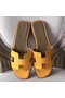 Hermes Oran Sandals In Jaune Epsom Leather  Replica