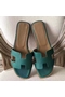 Hermes Oran Sandals In Malachite Epsom Leather  Replica