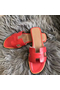 Hermes Oran Sandals In Red Swift Leather  Replica