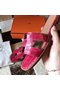 Hermes Oran Sandals In Rose Scheherazade Shiny Niloticus Crocodile  Replica