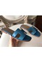 Hermes Oran Sandals In Turquoise Epsom Leather  Replica