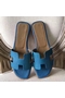 Hermes Oran Sandals In Turquoise Epsom Leather  Replica