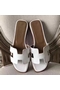 Hermes Oran Sandals In White Epsom Leather  Replica