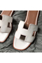 Hermes Oran Sandals In White Swift Leather  Replica