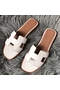 Hermes Oran Sandals In White Swift Leather  Replica