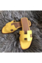 Hermes Oran Sandals In Yellow Swift Leather  Replica
