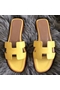 Hermes Oran Sandals In Yellow Swift Leather  Replica