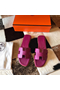 Hermes Oran Slide Sandals In Anemone Epsom Calfskin  Replica