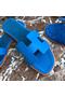Hermes Oran Slide Sandals In Blue Hydra Epsom Calfskin  Replica