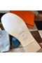 Hermes Oran Slide Sandals In Blue Jean Clemence Leather  Replica