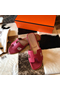 Hermes Oran Slide Sandals In Red Clemence Leather  Replica