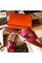 Hermes Oran Slide Sandals In Red Clemence Leather  Replica