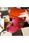 Hermes Oran Slide Sandals In Red Clemence Leather  Replica