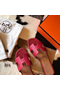 Hermes Oran Slide Sandals In Red Clemence Leather  Replica