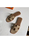 Hermes Oran Slide Sandals In Trench Epsom Calfskin  Replica