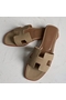Hermes Oran Slide Sandals In Trench Epsom Calfskin  Replica