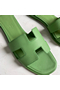 Hermes Oran Slide Sandals In Vert Criquet Epsom Calfskin  Replica