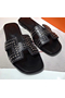 Hermes Oran Studs Sandals In Black Leather  Replica