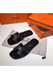 Hermes Oran Studs Sandals In Black Leather  Replica