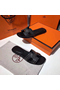 Hermes Oran Studs Sandals In Black Leather  Replica