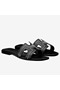 Hermes Oran Studs Sandals In Black Leather  Replica