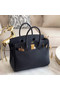 Hermes original Epsom Leather HB35O black&gold Metal  Replica