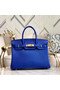 Hermes original Epsom Leather HB35O Electro optic blue&gold Metal  Replica