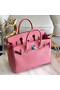 Hermes original Epsom Leather HB35O pink&silver Metal  Replica