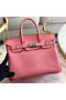 Hermes original Epsom Leather HB35O pink&silver Metal  Replica
