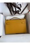 Hermes Original Epsom Leather KEL2278 yellow&Silver-Tone Metal  Replica