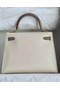 Hermes Original Epsom Leather KEL2578 cream&grey  Replica